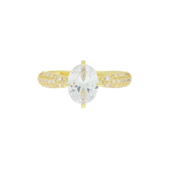 Oval CZ Pavé Band Ring - Picture 10 of 10